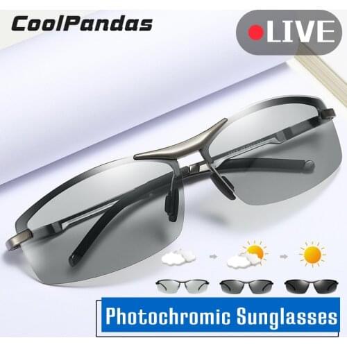 Intelligent Photochromic Rimless Sunglasses Men Polarized Discoloration Women Driving Sun glasses lunettes de soleil homme UV400