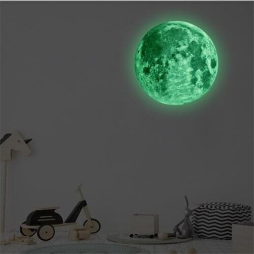 5/12/20/30cm Luminous Moon Wall Sticker For Kids Room Living Room Bedroom Decoration Home Decals Glow In The Dark Wall Stickers