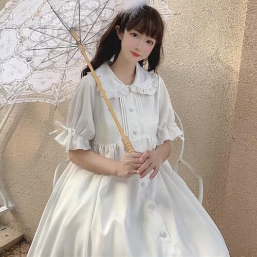 Japanese Sweet Lolita White Angel Daily Dress Girls Soft Sister Vintage Doll Collar Kawaii Gothic Lolita Party Cosplay Costumes