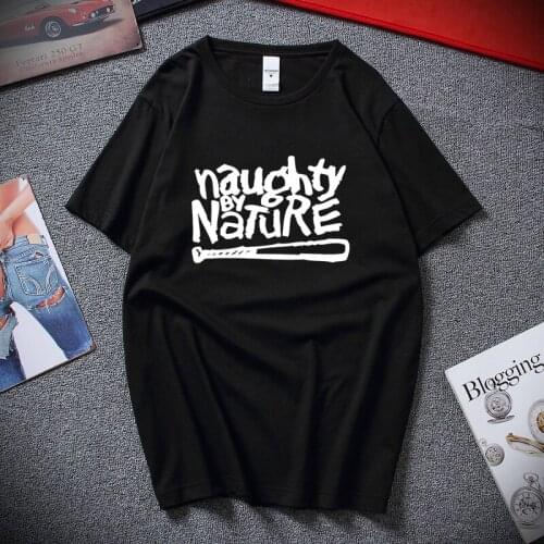 Funny Naughty By Nature Old School Hip Hop Rap Music Band T-shirt Black Cotton T Shirt Short Sleeve Round Neck Cotton Tshirt