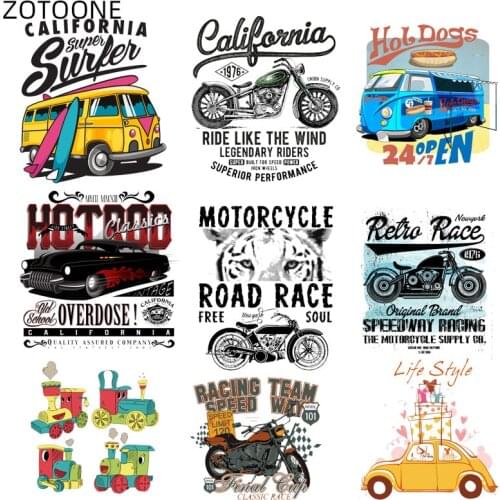 ZOTOONE Iron on Car Patches Bus Motorcycle Sticker Transfers for Clothing Diy Patch for Kids Heat Transfer Accessory Appliques G