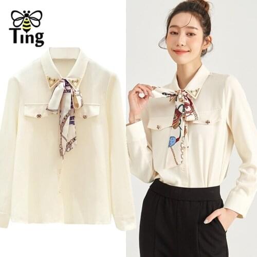 Tingfly Vintage Elegant Turn Down Collar with Ribbon Button Up Bloues Fashion Female Shirts Spring Autumn Blusas Moda Urban Lady