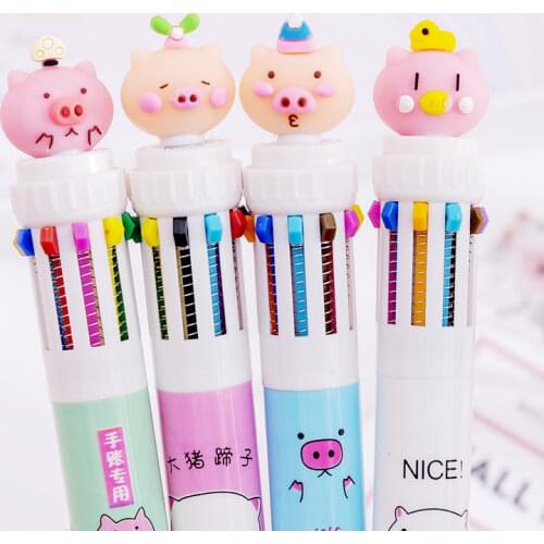 10 Colors Cute Animal Cartoon Ballpoint Pen School Office Supply Stationery Multicolored Pens Colorful Refill kawaii stationery