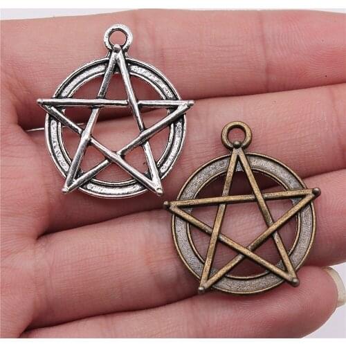 10pcs 28mm 2 Colors Antique Silver Color Antique Bronze Plated Star Pendant Hollow Star Charm Pendants Star Charm