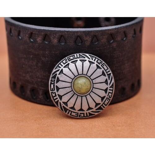 10pc 30X30mm Antique Silver Western BEIGE Turquoise Floral Cowboy Arts Leathercraft Horse Saddles Tacks Repair Concho Screw back