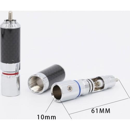 4Pieces OEM High Quality Rhodium Plated Carbon Fiber RCA Plug Connector Hifi Auido Cable Plug