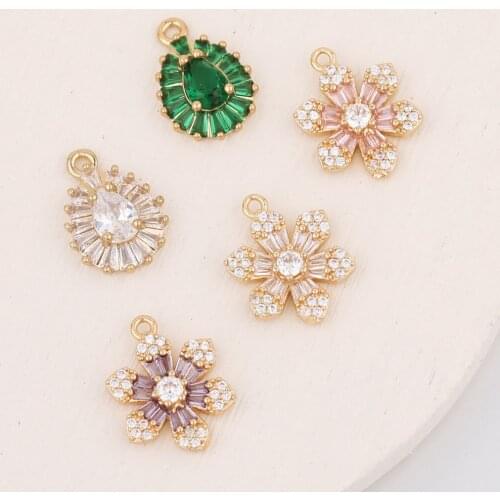 HAOSAW 4Pcs Jewelry Accessories/DIY Making/Hand Made/Waterdrop Shape/CZ Charms/Earrings Pendants/Jewelry Findings & Components