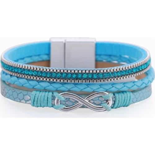 Multi Strands Leather Wrap Bracelet for Women Eight Letter Charm Wide Cuff Bracelets Girl Women Gifts Pulseras Mujer