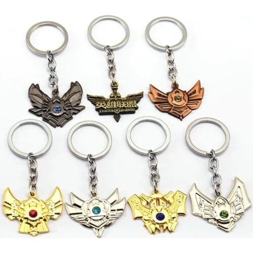 7 Types Game League legends Keychain LOL Badge Logo Car Metal Key holder Ring Chain Accessory Jewelry Men Gift Chaveiro