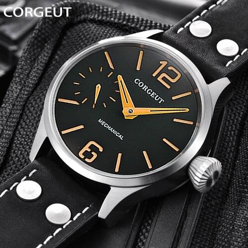 CORGEUT Mechanical Watches for Men Leather Male Wristwatches Top Luxury Brand Business Mens Clock 100m Waterproof Reloj Hombres
