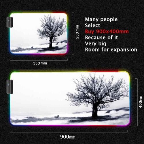 Black White LED Light Mousepad RGB Keyboard Desk-mat Colorful Surface Mouse Pad XXL Waterproof Multi-size Computer Gamer CS Dota