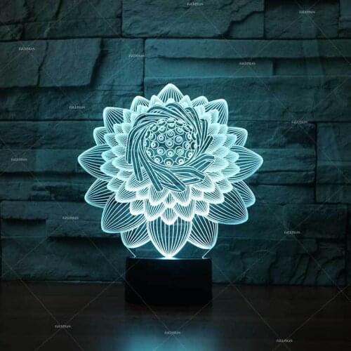 Lotus Colorful 3d Night Light Button Charged Led Desk Lamp Lights Home Bedroom 3D Table Lamp For Bedroom