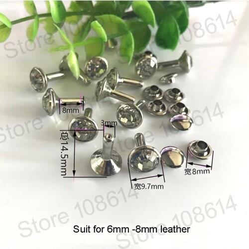 Long feet Punk Diamond Spikes Rivets Rhinestone Studs Decor Rivets for Leather Belt Handbag Double-sided Rivet DIY