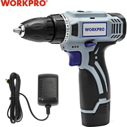 WORKPRO 12V Cordless Drill Electric Screwdriver Mini Wireless Power Driver DC Lithium-Ion Battery 3/8-Inch 2-Speed