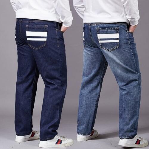 Blue Baggy Jeans For Men Wide Leg Loose Streetwear Hip Hop Skateboard Denim Pants Male Trousers Plus Size 40 42 44 46