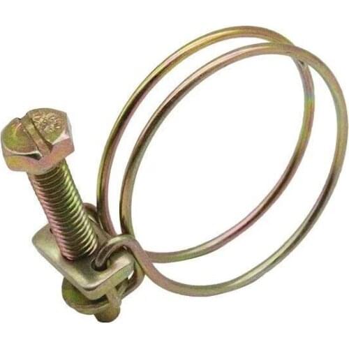 Heman 5 Pcs Adjustable Double Wire Hose Clamp Hose Hoop Pipe Clamp Band Clip Worm Gear Clip Tube Fasterner