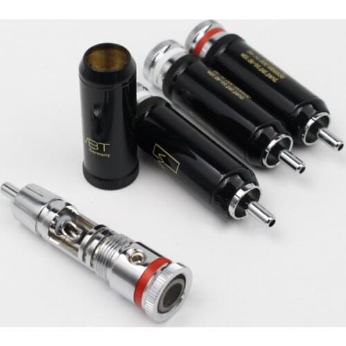 HiFi Plating Rhodium RCA Plug Lock Soldering DIY Audio Plug Connector - ( 4 Pcs )