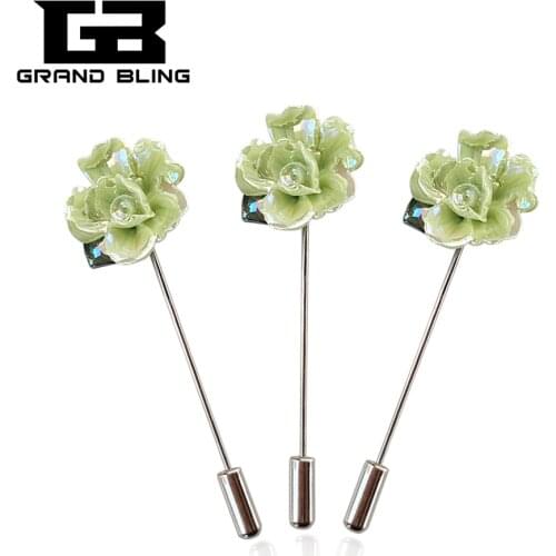 HOT! Fancy Design of Green Ceramics Flower Lapel Pins New Fashion Hijab Pins Muslim