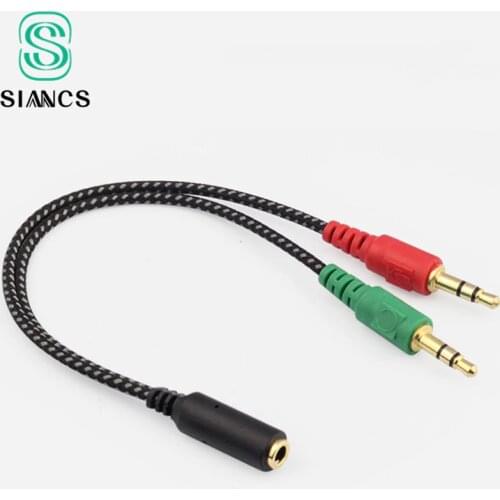 Nylon 3.5mm Jack male to 3.5 Microphone and earphone female Extension Aux Audio Splitter Cable Y Stereo Splitter for iPhone 5s