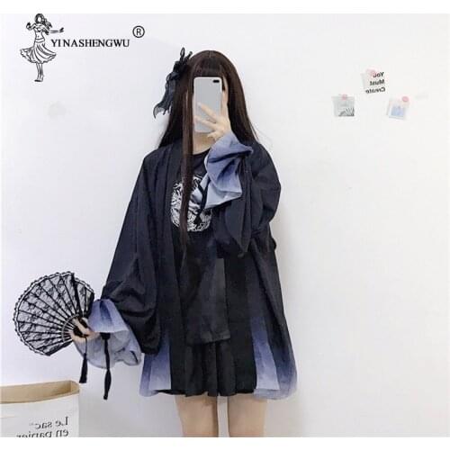 Asia Japanese Traditional Yukata Women Long Sleeve Kimonos Print Cardigan Kimono Sun Protection Clothing Women Cosplay Costume