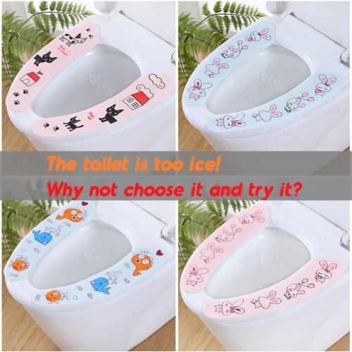 Printed cartoon adhesive electrostatic toilet paste vegetarian color can repeatedly wash bathroom toilet seat cushion