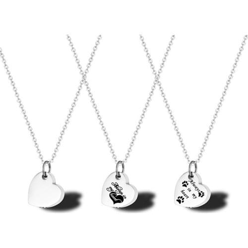 Stainless Steel Always in My Heart Memorial Urns Necklace Human Pet Ash Casket Cremation Pendant Jewelry Can Open 50cm