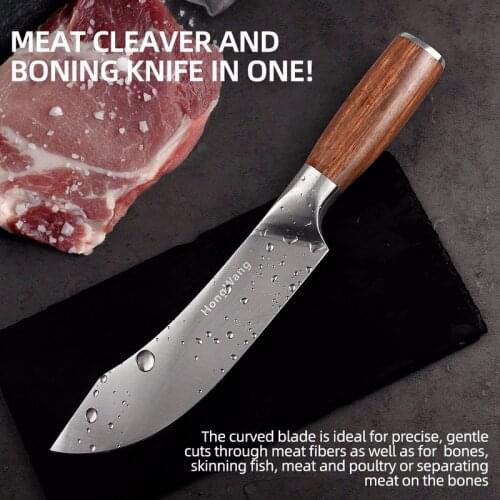 Stainless Steel Kitchen Knife High Hardness Meat Vegetables Slicing Cleaver Butcher Boning Knife Rosewood Handle