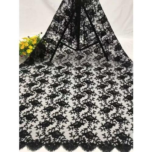 Hot Sale African Mesh Lace Fabric Tulle Embroidery Craft Sewing Design DIY Party Wedding Dress Skirt Trimming 5 Yards Wholesale