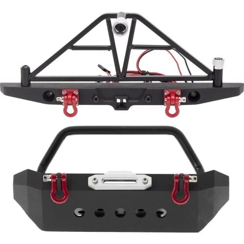 Metal Front Rear Bumper with LED Light Set for 1/10 RC Crawler Axial SCX10 & SCX10 III AXI03007 Traxxas TRX4 Redcat