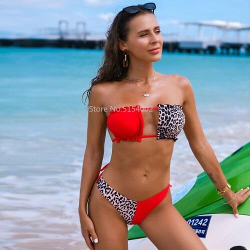 Micro Bikini 2021 Sexy Bikini Set Bandeau Swimsuits For Women Swimwear Female Leopard Bathing Suit Swimming Suits Sexy Biquini