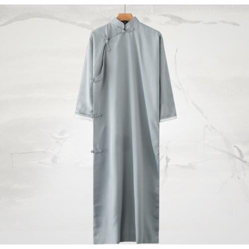 Men Oriental Clothing Chinese Style Traditional Tang Suit Crosstalk Gown Dress Fashion Casual Robe Cheongsam Stage Costume Hanfu