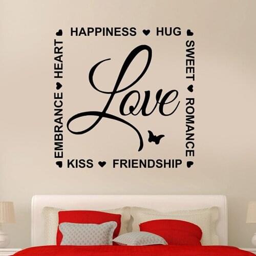 Words Love Romance Happiness Inscription Quote vinyl wall stickers decal home decor bedroom art mural gift