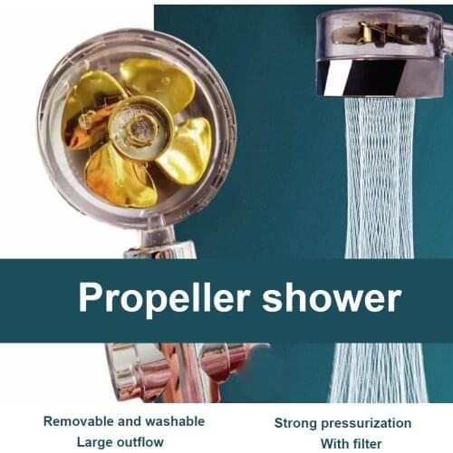 2021 Shower Head Water Saving Flow 360 Degrees Rotating With Small Fan ABS Rain High Pressure spray Nozzle Bathroom Accessories