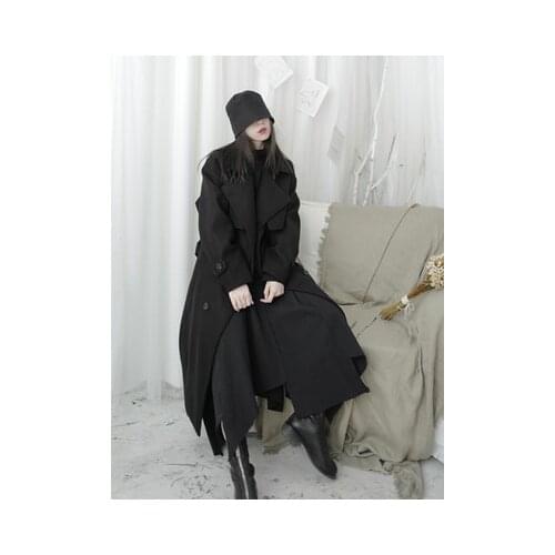 2020 new classic double-breasted loose deconstructed woolly coat womens minority Korean version trench coat fashion