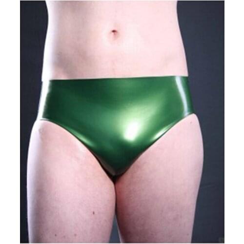 New Fashion Sexy Green Latex Rubber Briefs 100% Natrual Latex Shorts Underwear For Man Plus Size Hot Sale