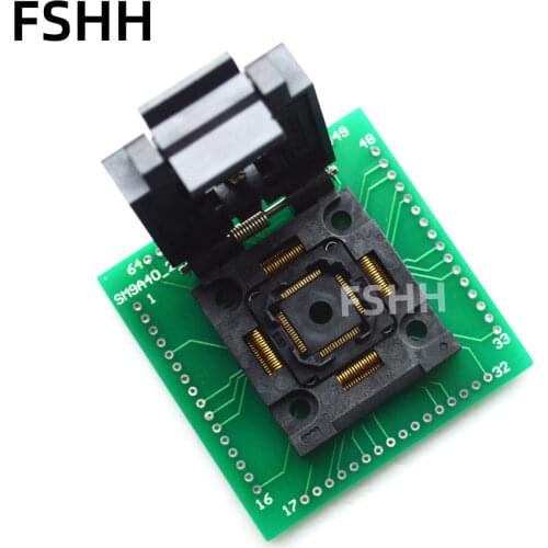 FPQ-64-0.5-06 IC Socket FPQ64/TQFP64/QFP64 Test Socket Pitch:0.5mm Size:10x10/12x12mm