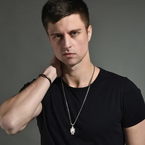 27in Punk Retro Movable Robot Pendant Necklace Long Sweater Chain Jewelry Gift Stainless Steel for Men and Women N2UE