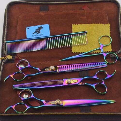 "8.0inch Professional Premium Sharp Edge Dog PET Grooming Scissors SHEARS Pet Scissors Set Technicolor, Color Scissors Set Teeth