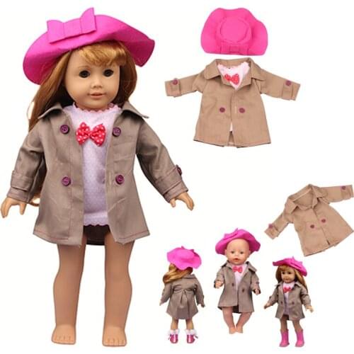 Reborn Baby 43Cm Doll Clothes Normal Brown Girl Suit With Pink Hat Shoes Fashion Clothes For 18 Inch American Toys