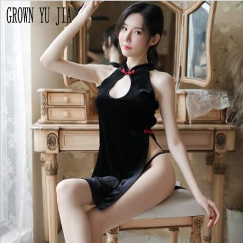 Sexy slutty nightclub maid uniform temptation Erotic backless bandage cheongsam porno lingerie hot babydoll cosplay Costume skir