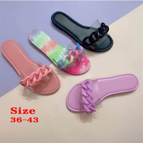 Summer Fashion Women Slippers Beach Slide Sandals Transparent Flip Flops Thick Bottom Couple Bathroom Shoes Zapatillas Mujer