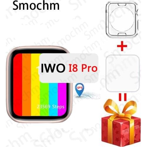 Smochm IWO I8 Pro GPS Series 6 44MM Infinite Screen Wireless Charger Smart Watch Bluetooth Calling for IOS Android