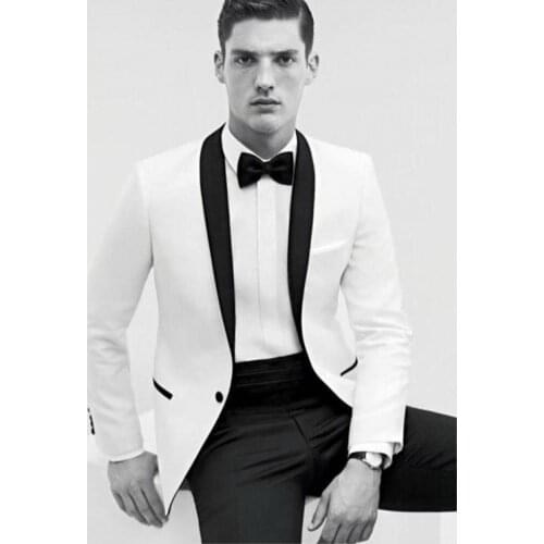 Slim Fits Handsome Groom Tuxedos White Mens Evening Dress Toast Suits Blazer Coat Trousers Set (Jacket+Pants+Girdle+Tie) NO:222