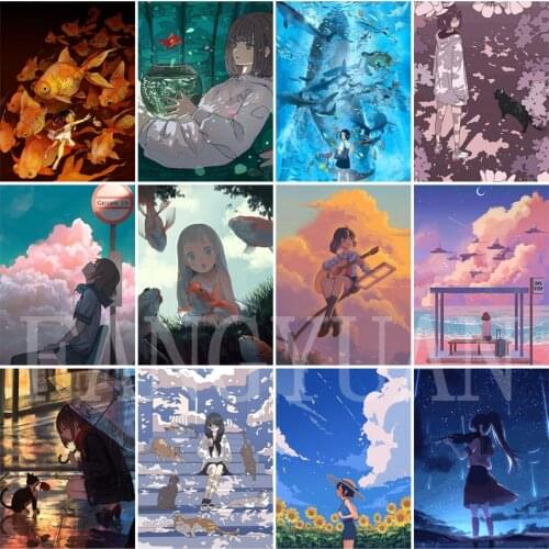 Japanese Anime Diamond Painting Cross Stitch 5D Diy Full Square Round Diamond Embroidery Cartoon Moive Mosaic Wall Art Pictures