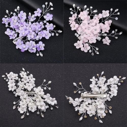Light Purple Lavender Pink White Blue Flower Bridal Hair Combs Headdress Prom Wedding Hair Accessories Hair Jewelry Hair Pins