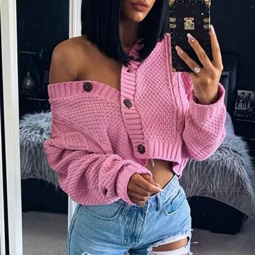 Women Short Cardigan Knitted Sweater Autumn Winter Long Sleeve V Neck Jumper Cardigans Casual Streetwear Fashion Pull Femme Coat