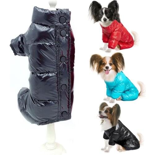 Winter Pet Dog Clothes PU Waterproof Windproof Dog Overalls for Small Dog Warm Down Jacket For Chihuahua Puppy Clothing