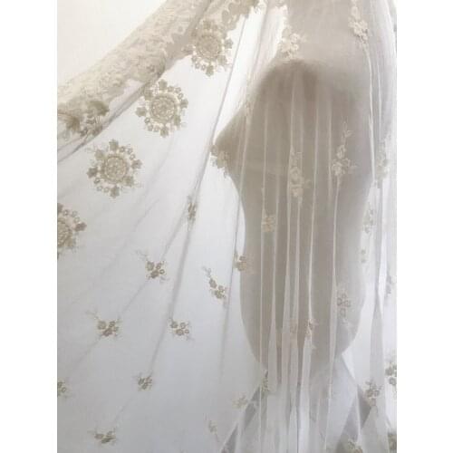 1 yard Mixed Cotton Lace Fabric With Retro Waving Pattern Wedding Decorations