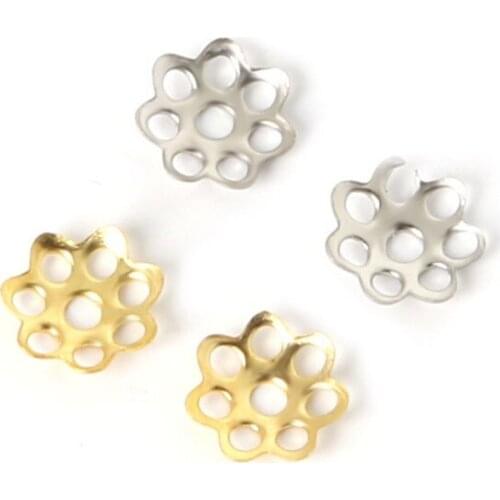 1000pcs/lot 6mm 2 colors for choose Flower Bead Caps Metal Iron Jewelry Findings FDA020-01