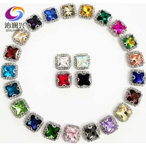 8mm/10mm/12mm/14mm 20pcs Mix color square shape high quality Crystal glass buckle, sew on rhinestones for Diy/jewelry accessorie